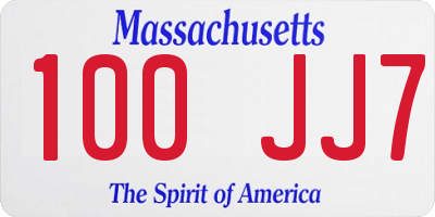 MA license plate 100JJ7