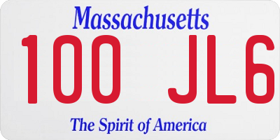 MA license plate 100JL6