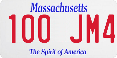 MA license plate 100JM4