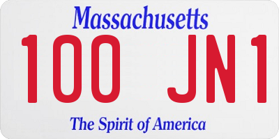 MA license plate 100JN1