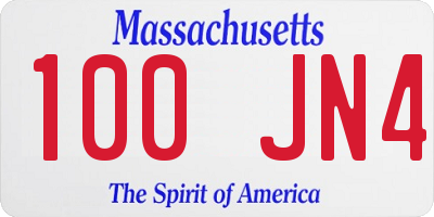 MA license plate 100JN4