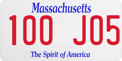 MA license plate 100JO5
