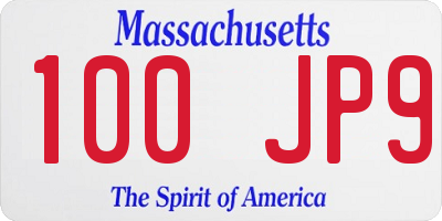 MA license plate 100JP9