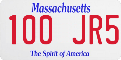 MA license plate 100JR5