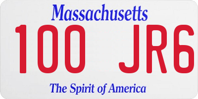 MA license plate 100JR6