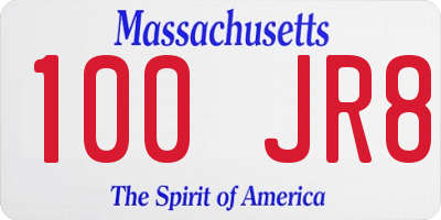 MA license plate 100JR8
