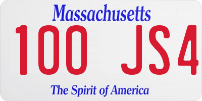 MA license plate 100JS4