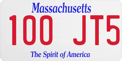 MA license plate 100JT5