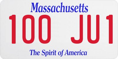 MA license plate 100JU1