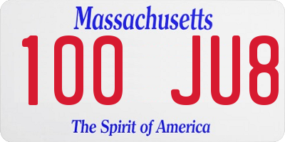 MA license plate 100JU8