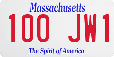 MA license plate 100JW1
