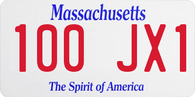MA license plate 100JX1