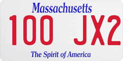 MA license plate 100JX2