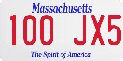 MA license plate 100JX5