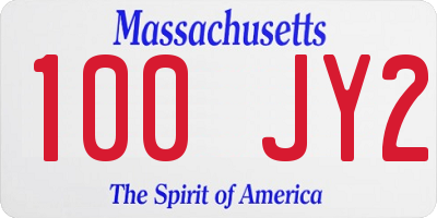 MA license plate 100JY2
