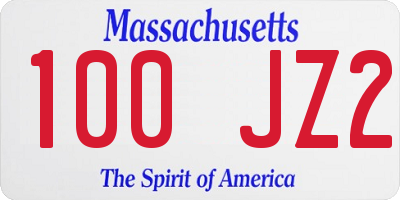 MA license plate 100JZ2