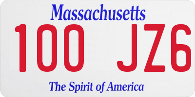 MA license plate 100JZ6