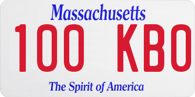 MA license plate 100KB0