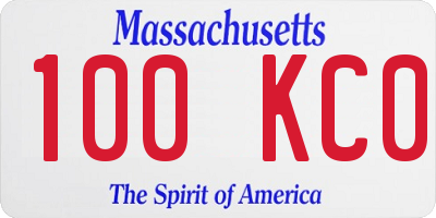 MA license plate 100KC0