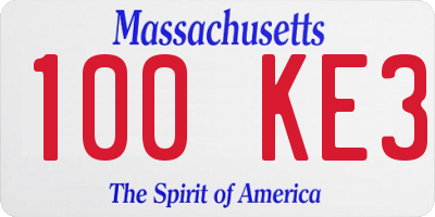 MA license plate 100KE3