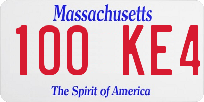 MA license plate 100KE4