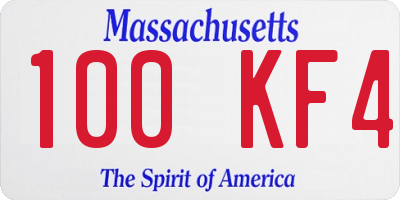 MA license plate 100KF4