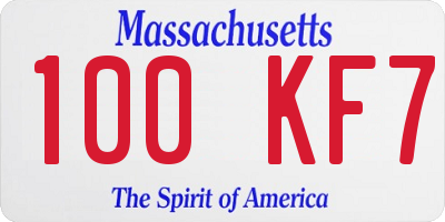 MA license plate 100KF7