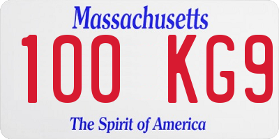 MA license plate 100KG9