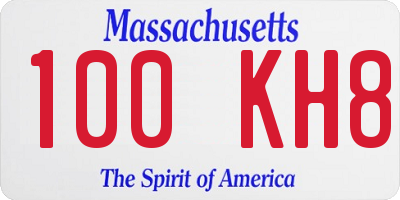 MA license plate 100KH8