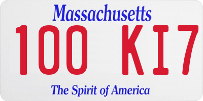 MA license plate 100KI7