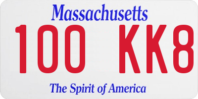 MA license plate 100KK8