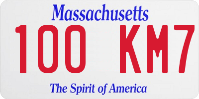MA license plate 100KM7
