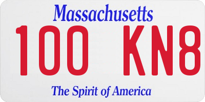 MA license plate 100KN8
