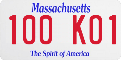 MA license plate 100KO1