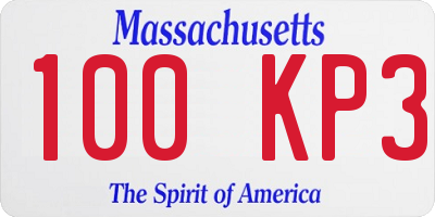 MA license plate 100KP3