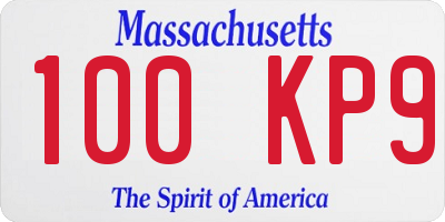 MA license plate 100KP9