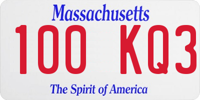MA license plate 100KQ3