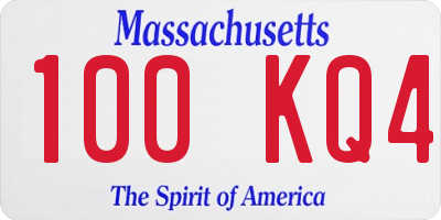 MA license plate 100KQ4
