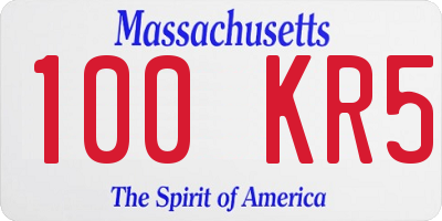 MA license plate 100KR5
