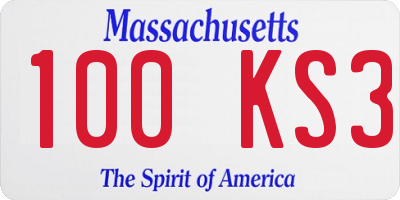 MA license plate 100KS3