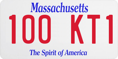 MA license plate 100KT1