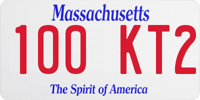 MA license plate 100KT2