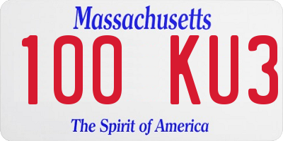 MA license plate 100KU3