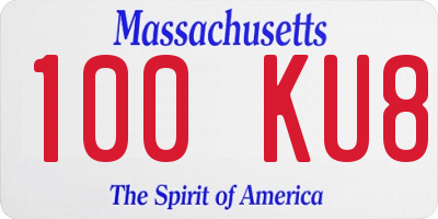 MA license plate 100KU8