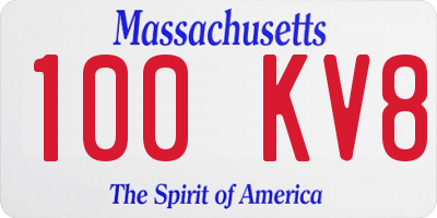MA license plate 100KV8