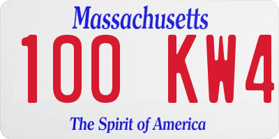 MA license plate 100KW4