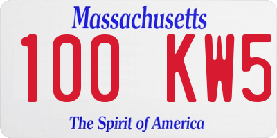 MA license plate 100KW5