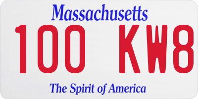 MA license plate 100KW8