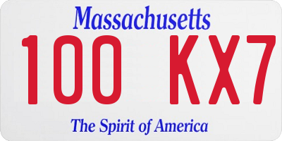 MA license plate 100KX7