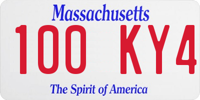 MA license plate 100KY4
